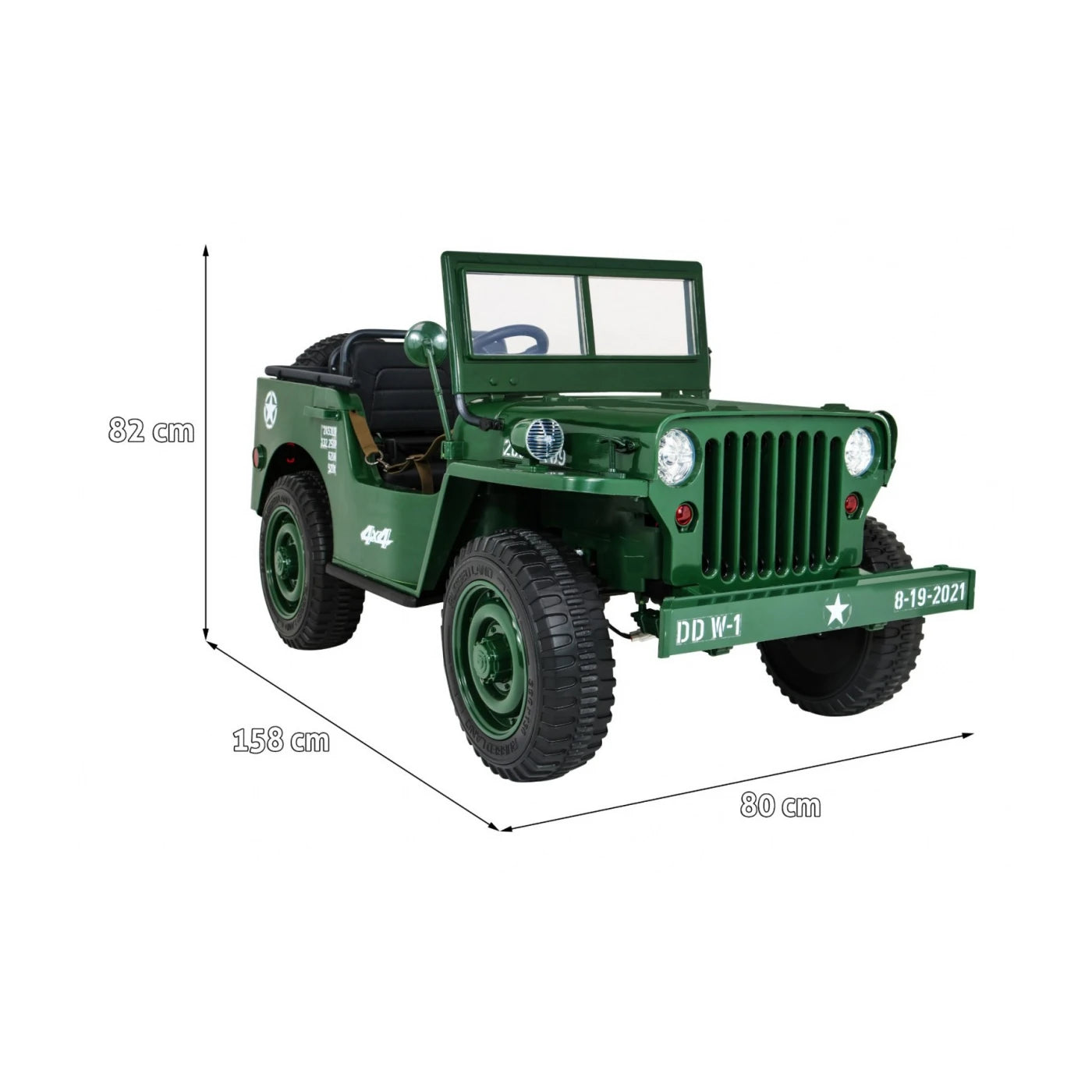 JEEP MILITARY 4x4 2 SEATS GREEN 24v