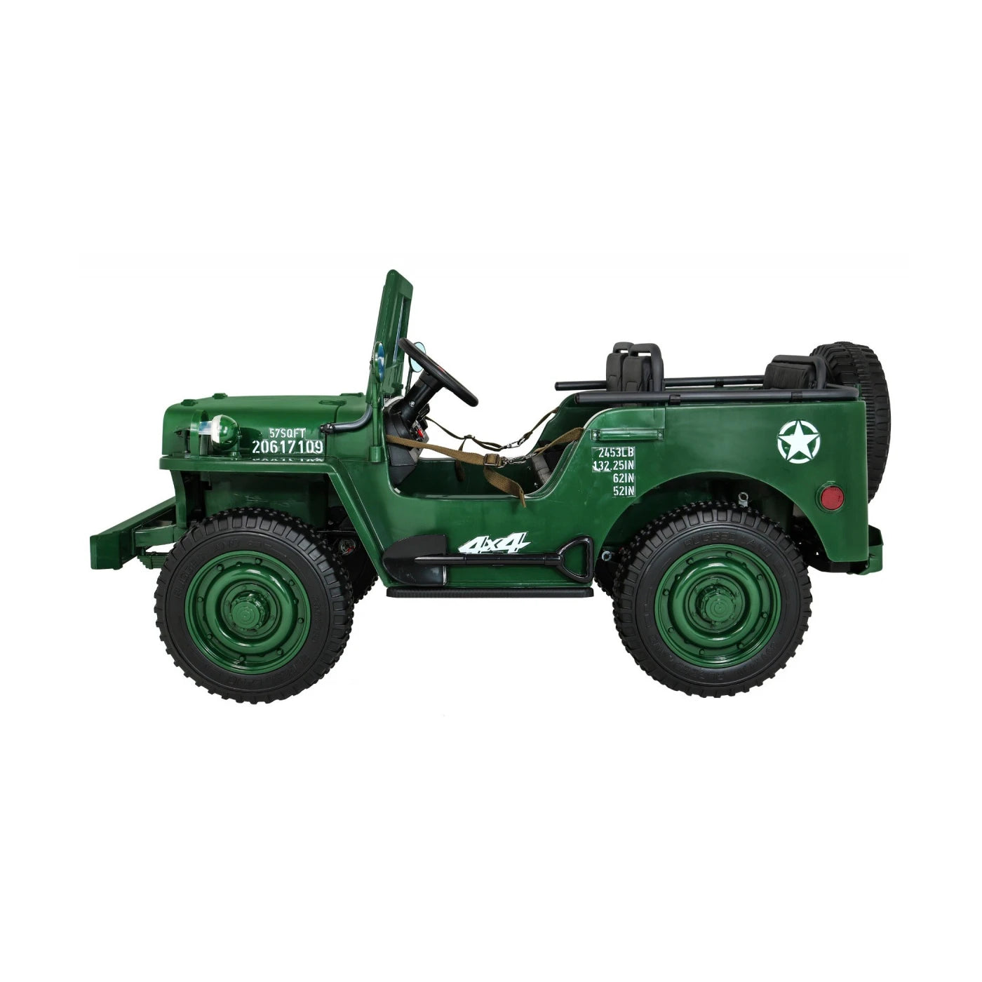 JEEP MILITARY 4x4 2 SEATS GREEN 24v