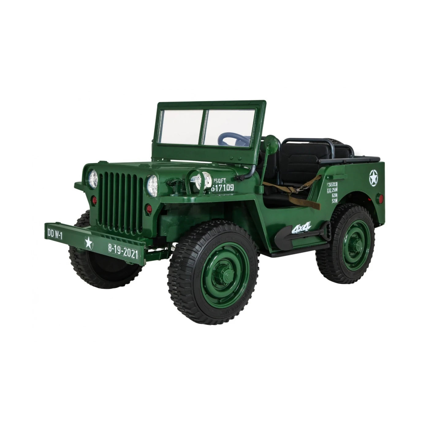 JEEP MILITARY 4x4 2 SEATS GREEN 24v